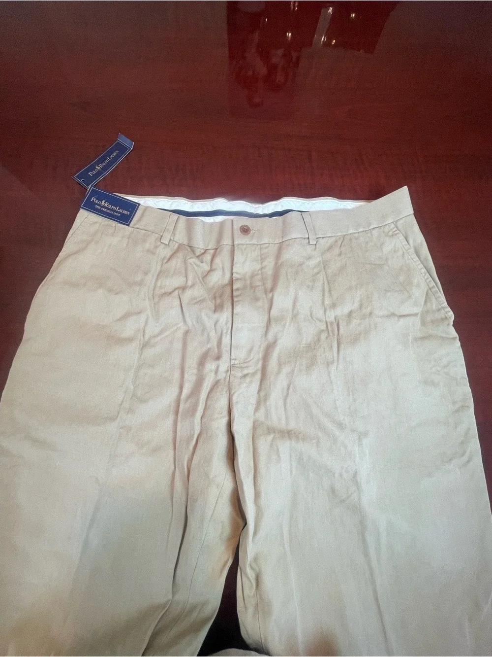 Polo Ralph Lauren The Preston Pant Linen Blend Chino Khaki Trousers 38x34 NWT